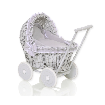 Passeggino per le Bambole Vimini Grigio