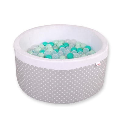 Piscina di Palline per Bambini Grigio Pois Bianchi