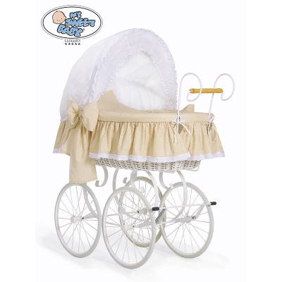 Romantica Culla Vintage in Vimini Completa Bianca Beige Cristina