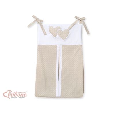 Sacca Organizer per Pannolini Beige Pois Bianchi Cuori