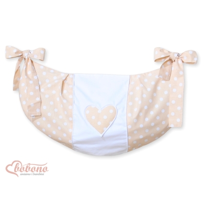 Sacca per Giochi Giocattoli Beige Pois Bianchi Cuori