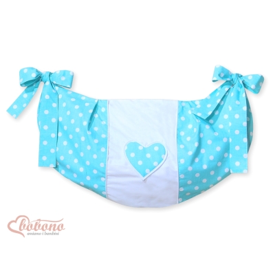 Sacca per Giochi Giocattoli Turchese Pois Bianchi Cuori