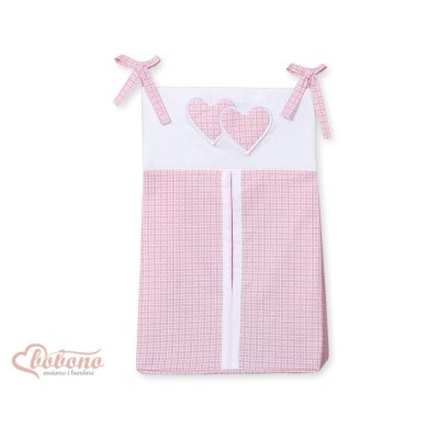 Sacca per Pannolini per Lettino Neonato Rosa a Scacchi Cuori
