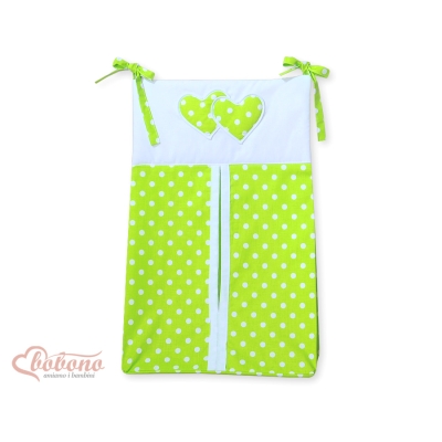 Sacca per Pannolini per Lettino Neonato Verde Pois Bianchi Cuori