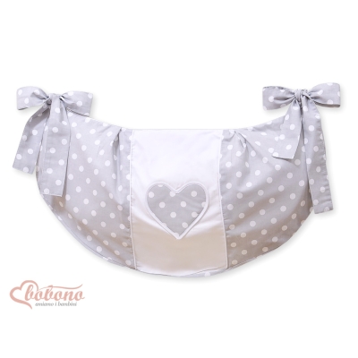 Sacca Portagiochi per Lettino - Cuori Grigio Pois Bianchi Cuori