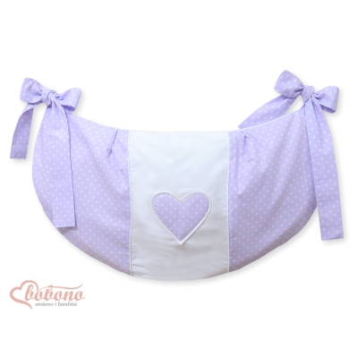 Sacca Portagiochi per Lettino - Cuori Lilla Pois Bianchi Cuori
