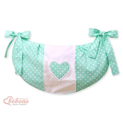 Sacca Portagiochi per Lettino - Cuori Menta Pois Bianchi Cuori