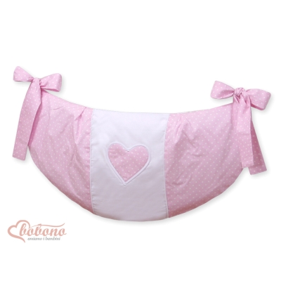 Sacca Portagiochi per Lettino - Cuori Rosa Pois Bianchi Cuori
