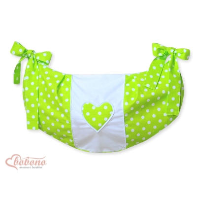 Sacca Portagiochi per Lettino - Cuori Verde Pois Bianchi Cuori