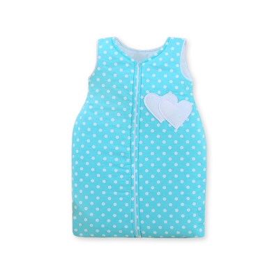 Sacco da Nanna Neonato Turchese Pois Bianchi Cuori