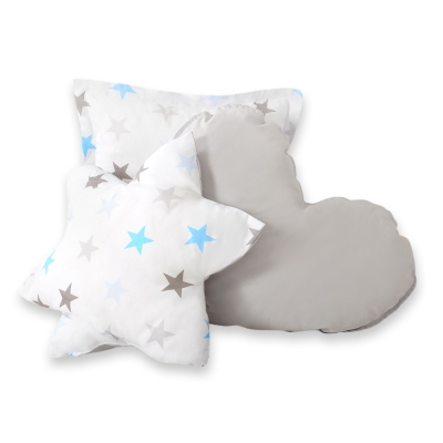 Set 3 Cuscini Blu Grigio Stelle