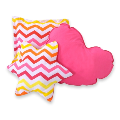 Set 3 Cuscini Rosa Giallo Chevron
