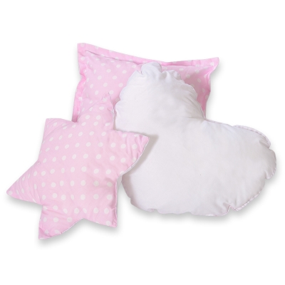 Set 3 Cuscini Rosa Pois Bianchi
