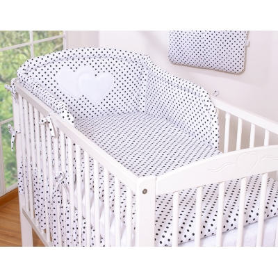 Set Biancheria 2 parti Nero Pois Bianchi Cuori