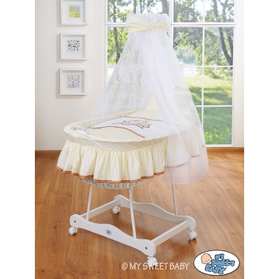 Rivestimento per culla in vimini prenatal con velo 4 parti Beige