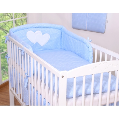 Set Biancheria da Letto 2 parti Blu Pois Bianchi Cuori