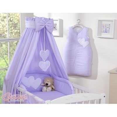 Set Biancheria da Letto con Baldacchino 5 parti Lilla Cuori