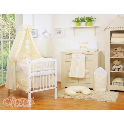 Set Biancheria da Letto con Baldacchino e Paracolpi 11 parti Creme Little Prince/Princess