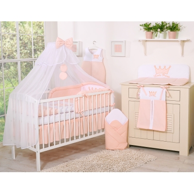 Set Biancheria da Letto con Zanzariera e Paracolpi 11 parti Rosa Cipria Little Prince/Princess