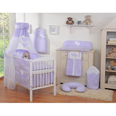 Set Biancheria Notte 7 parti Para Bambino Lilla Cuori