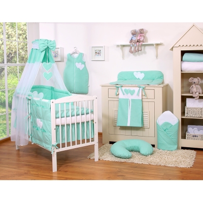 Set Biancheria Notte 7 parti Para Bambino Menta Cuori