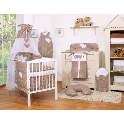 Set Biancheria Notte 7 parti Para Neonato Marrone Cuori