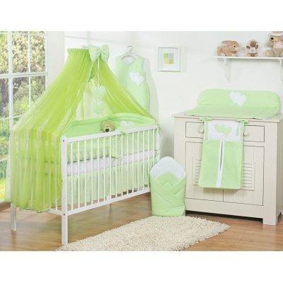 Set Biancheria Notte 7 parti Para Neonato Verde Cuori