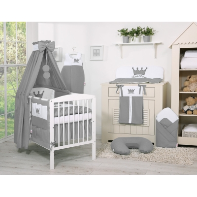 Set Biancheria Notte Para Neonato 11 parti Antracite Little Prince/Princess