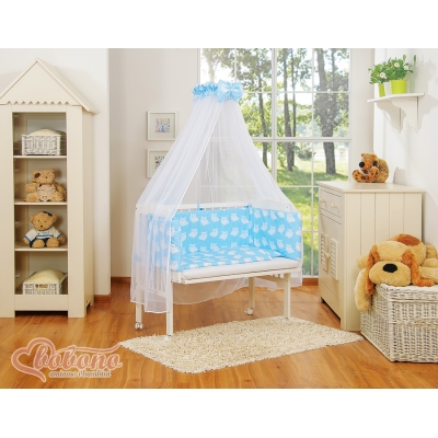 Set Biancheria per Culla da Agganciare al Letto 6 parti Blu Gufi