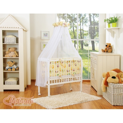 Set Biancheria per Culla da Agganciare al Letto 6 parti Creme Gufi