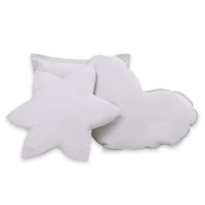 Set di 3 Cuscini a Forma di Stella, Quadrato e Cuore Grigio