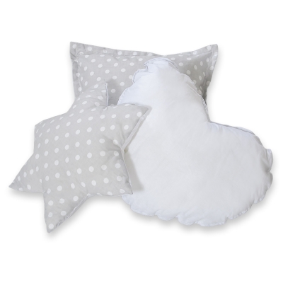 Set di 3 Cuscini a Forma di Stella, Quadrato e Cuore Grigio