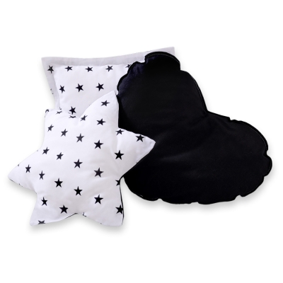 Set di 3 Cuscini a Forma di Stella, Quadrato e Cuore Nero