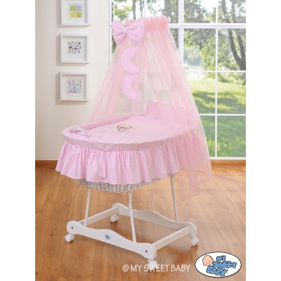 Rivestimento per culla in vimini prenatal con velo Rosa per Ragazza