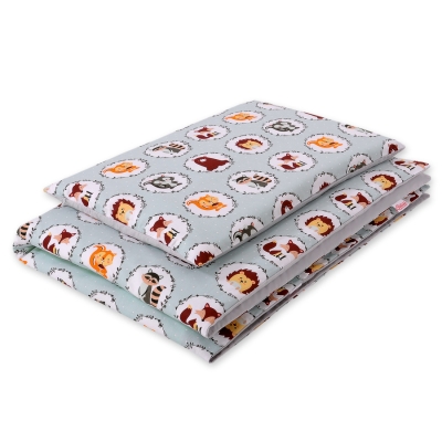 Set Doppia Faccia Biancheria da Letto 140x200cm 2 parti - Junior Menta Piccoli Animali