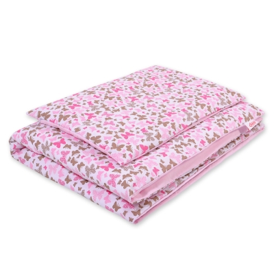 Set Doppia Faccia Biancheria da Letto 140x200cm 2 parti - Junior Rosa Farfalle