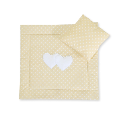 Set per Carrozzina 2 parti Beige Pois Bianchi Cuori