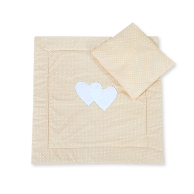 Set per Carrozzina 2 parti Beige Pois Bianchi Cuori