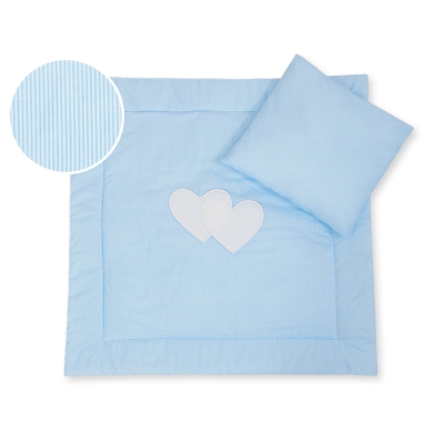 Set per Carrozzina 2 parti Blu a Strisce Cuori