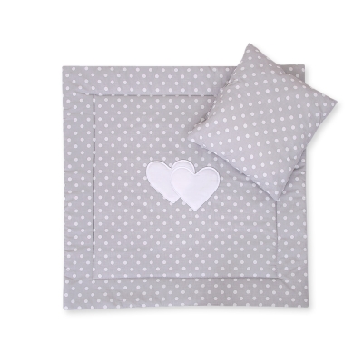Set per Carrozzina 2 parti Grigio Pois Bianchi Cuori