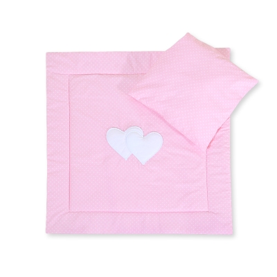 Set per Carrozzina 2 parti Rosa Pois Bianchi Cuori
