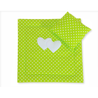 Set per Carrozzina 2 parti Verde Pois Bianchi Cuori