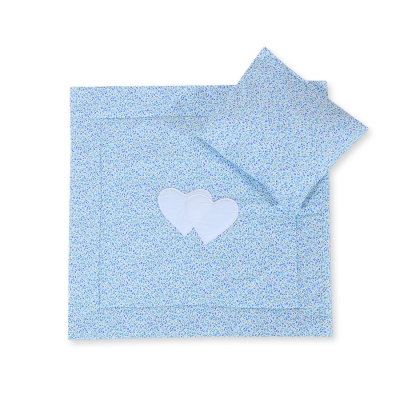 Set per Passeggino 2 parti Blu Fiori Fiori Cuori