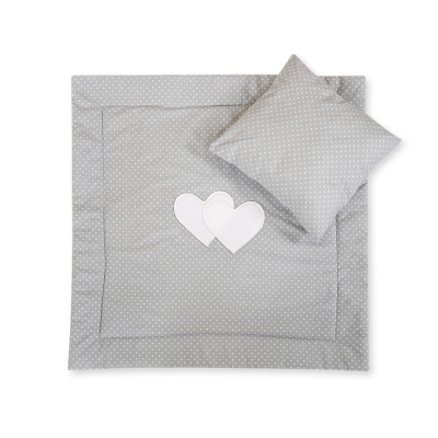 Set per Passeggino 2 parti Grigio Pois Bianchi Cuori