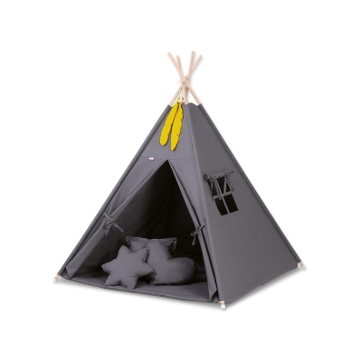 Tenda Indiana per Bambino con Tappetino e Cuscini Antracite