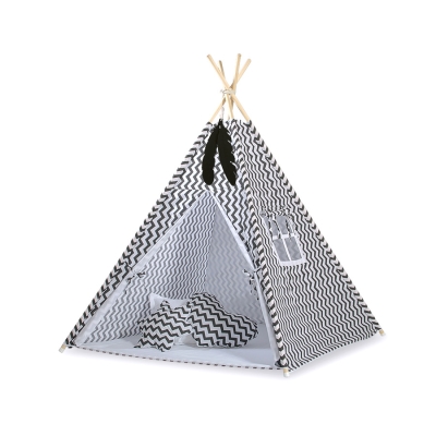 Tenda Teepee con Tappetino e Piume Decorative GRATIS! Nero Chevron