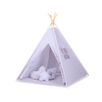 Tenda Teepee per Bambini con Tappetino e Set Cuscini Grigio