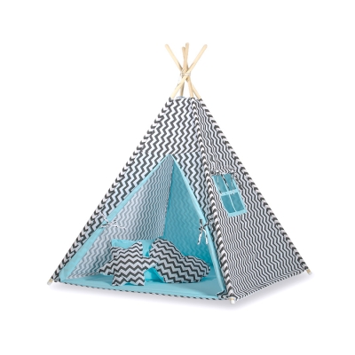 Tenda Teepee per Bambini Nero Blu Chevron