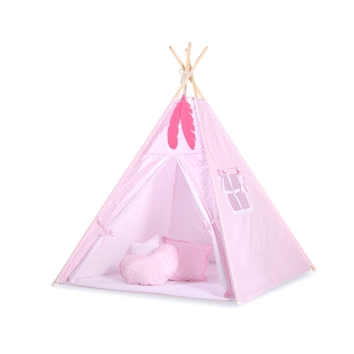 Tenda Wigwam per Bambino con Tappetino Rosa Pois Bianchi