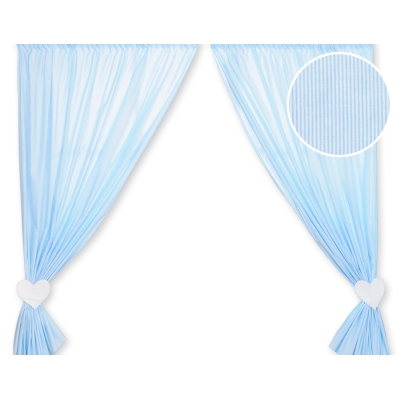 Tendaggio Cameretta di Bambini Blu a Strisce Cuori